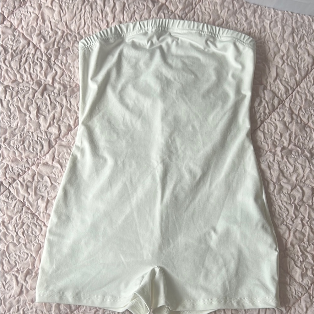 White Strapless Romper
